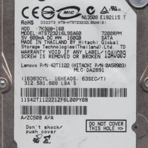 160GB 7.2K 2.5inch SATA Laptop Hard Drive