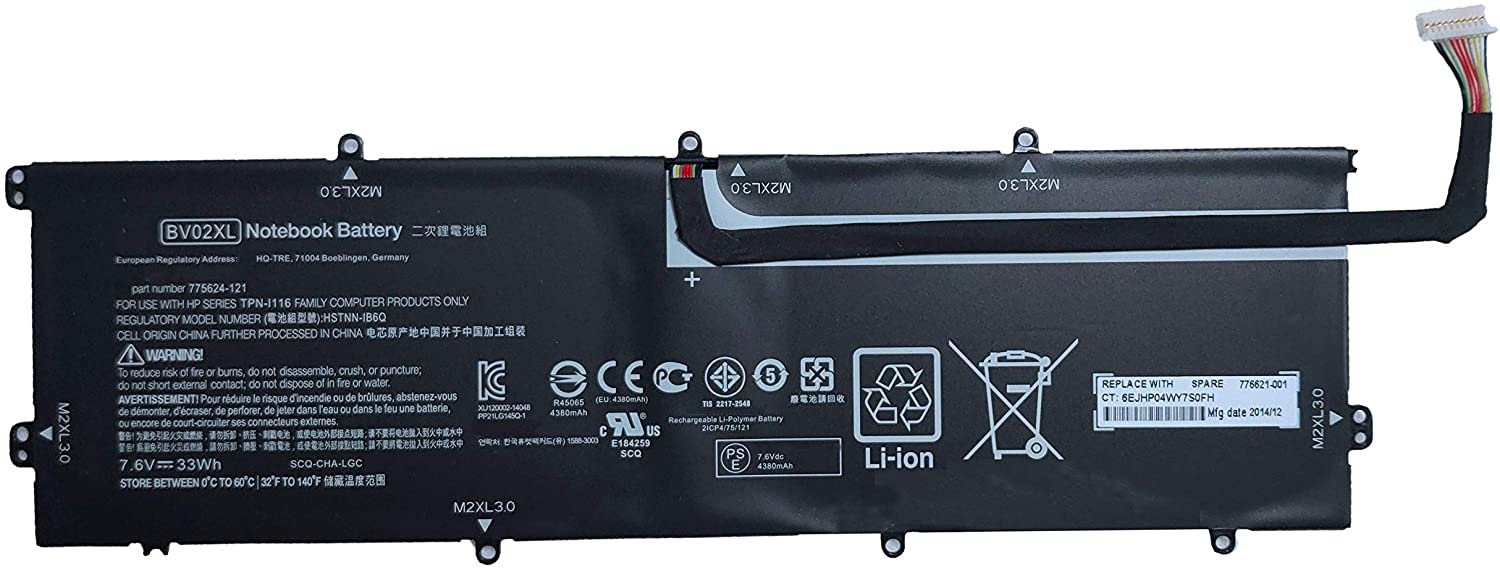 7. 6v 33wh original bv02xl laptop battery compatible with hp envy x2 detachable 13 series 775624-1c1 776621-001 hstnn-ib6