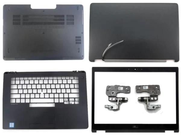 Dell Latitude E7470 7470 LCD Top Cover Bezel Hinges with Touchpad Palmrest and Bottom Base Full Body Assembly