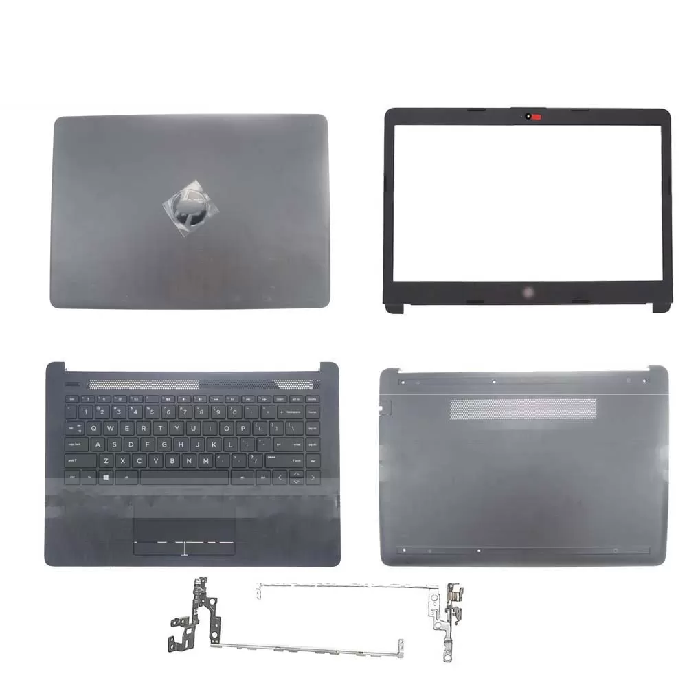 Hp notebook 14q cs0009tu lcd top cover bezel hinges with touchpad palmrest and bottom base full body