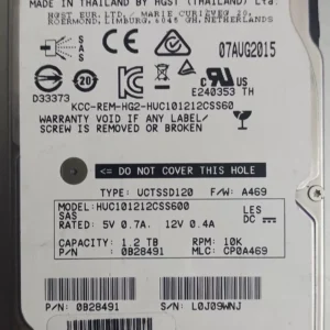 HGST 1.2TB 10K RAM 6GB SAS 2.5Inch Hard Disk 0B28491