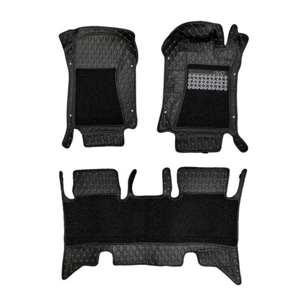7d car floor mats for hyundai creta 2015-20 - black color