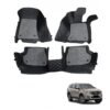 Ford New Endeavour Premium Diamond Pattern 7D Car Floor Mats (Set of 4, Black and Beige)