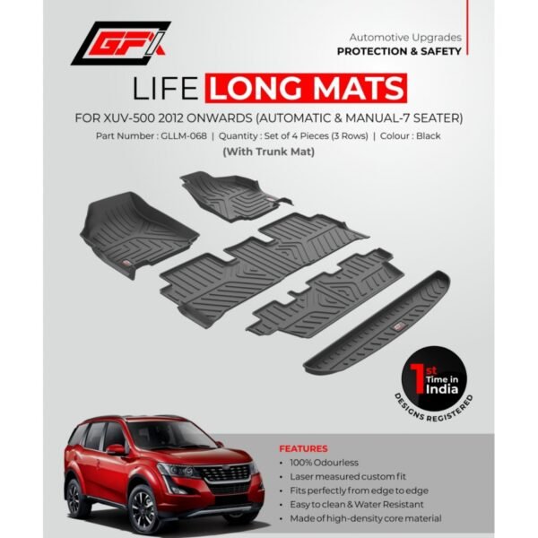 Gfx mahindra xuv 500 2011 onwards custom fit llm lifelong tpv mats