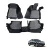Honda Amaze Premium Diamond Pattern 7D Car Floor Mats (Set of 3, Black & Beige)