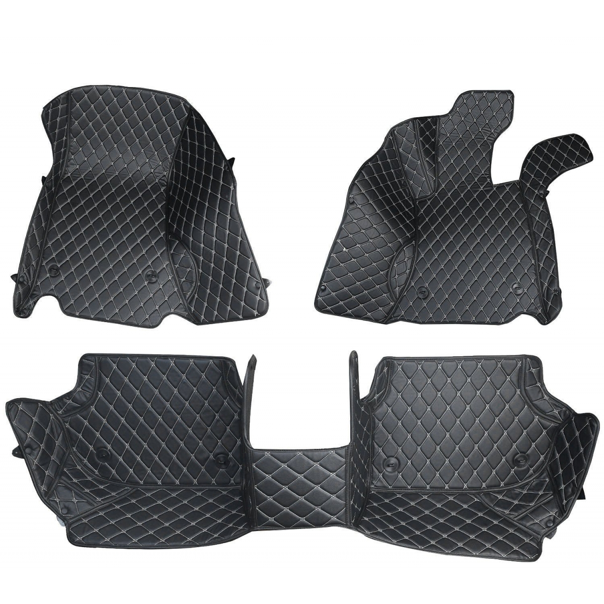 Hyundai i20 elite facelift 2018-2020 premium diamond pattern 7d car floor mats (set of 3, black & beige)