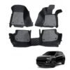 Jeep Compass Premium Diamond Pattern 7D Car Floor Mats (Set of 3, Black and Beige)