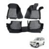 Mahindra Scorpio 2009-2014 Premium Diamond Pattern 7D Car Floor Mats (Set of 3, Black and Beige)