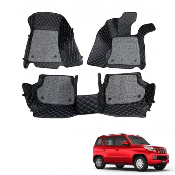 Mahindra tuv 300 premium diamond pattern 7d car floor mats (set of 3, black)