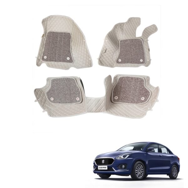 Maruti dzire 2017 premium diamond pattern 7d car floor mats (set of 3, beige)