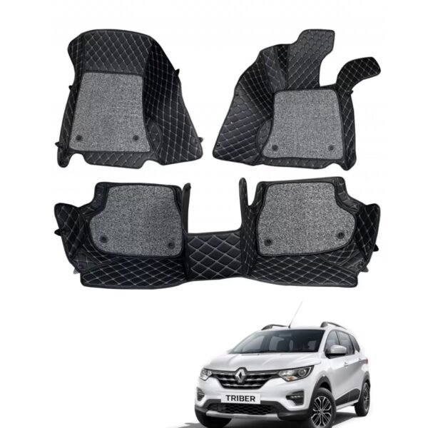 Renault triber premium diamond pattern 7d car floor mats (set of 4, black)