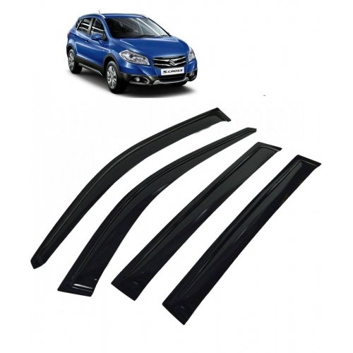 Car window door visor for maruti suzuki s cross set of 4 (black)