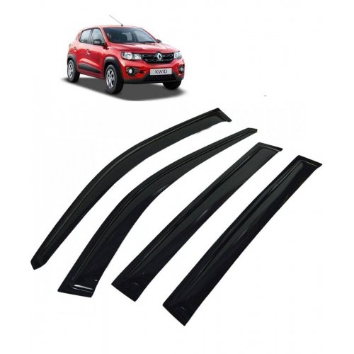 Car window door visor for renault kwid set of 4 (black)