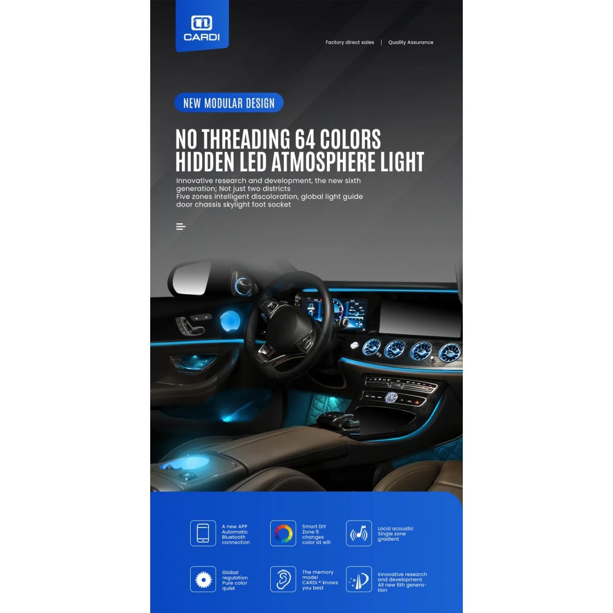 Cardi k3 active ultra ambient rgb led interior lights - 10 pieces