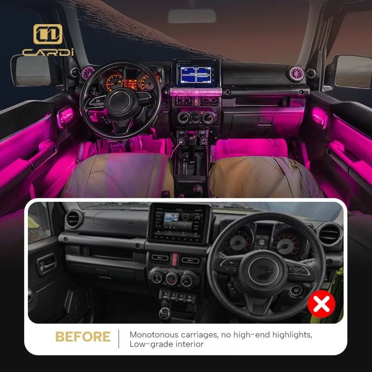 Cardi k4 maruti suzuki jimny 2023 onwards oem type ambient atmosphere interior led lights - 7 pieces
