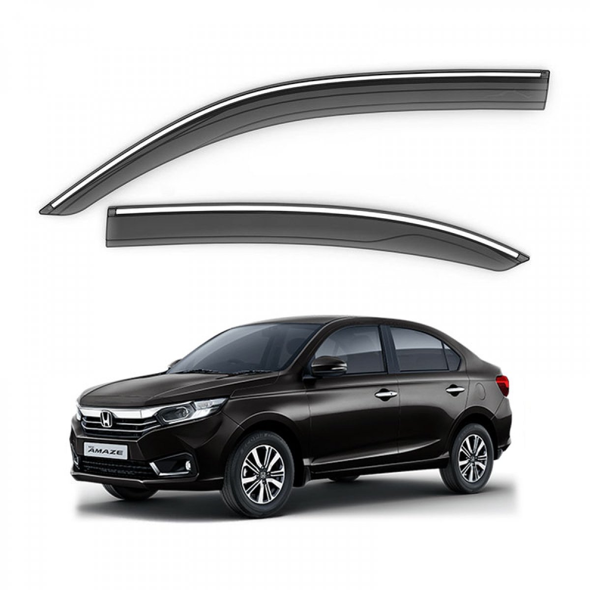Gfx honda amaze 2018 onwards car window door visor with chrome line (set of 4pcs. )