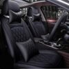Honda Brio PU Leatherate Luxury Car Seat Cover With Pillow and Neck Rest All Black With Bucket Fitting Seat Cover