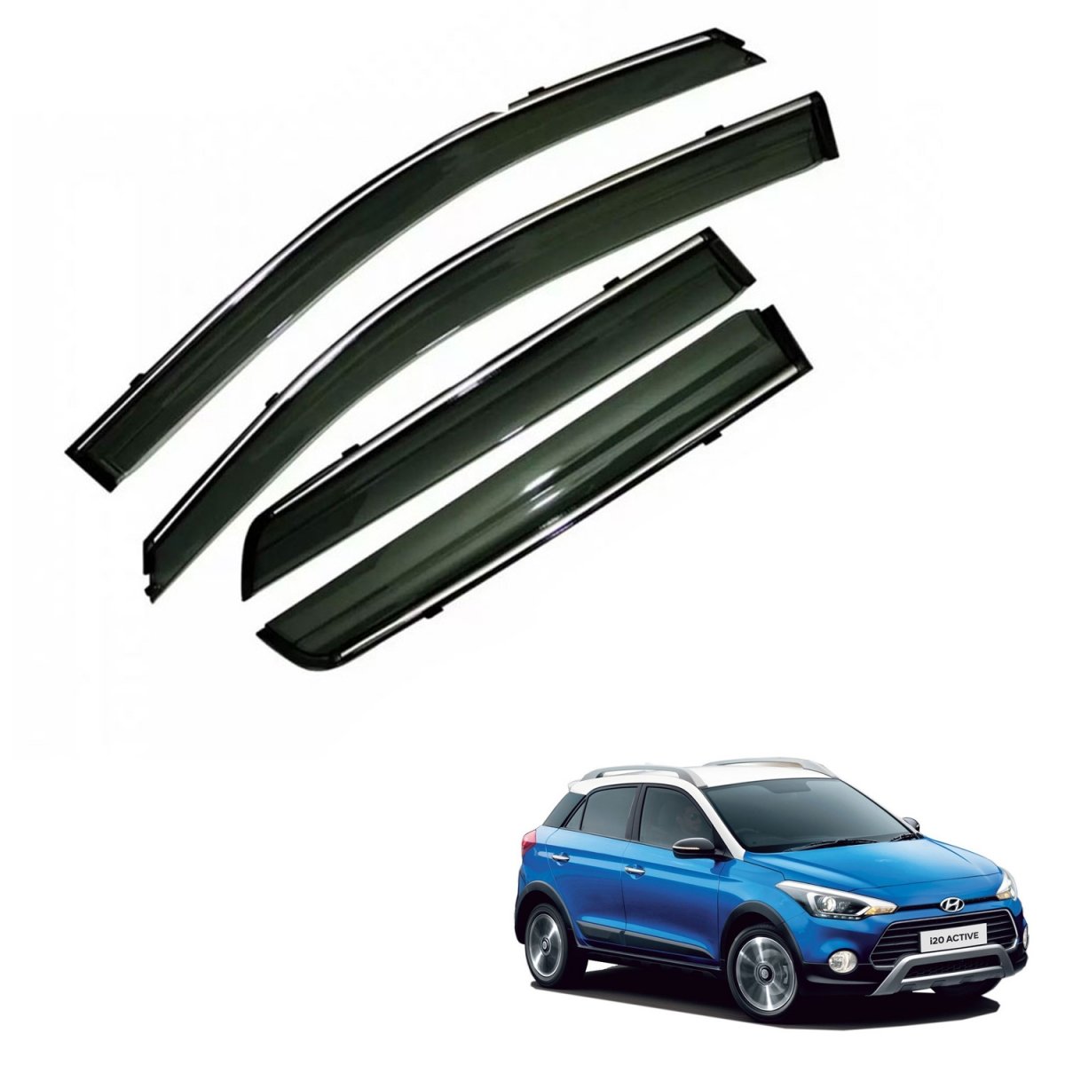 Hyundai i20 active 2016-2020car window door visor with chrome line (set of 4 pcs. )