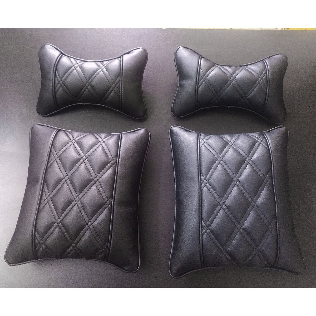 Hyundai santro 2018 onwards pu leatherate luxury car seat cover with pillow and neck rest all black with bucket fitting seat cover