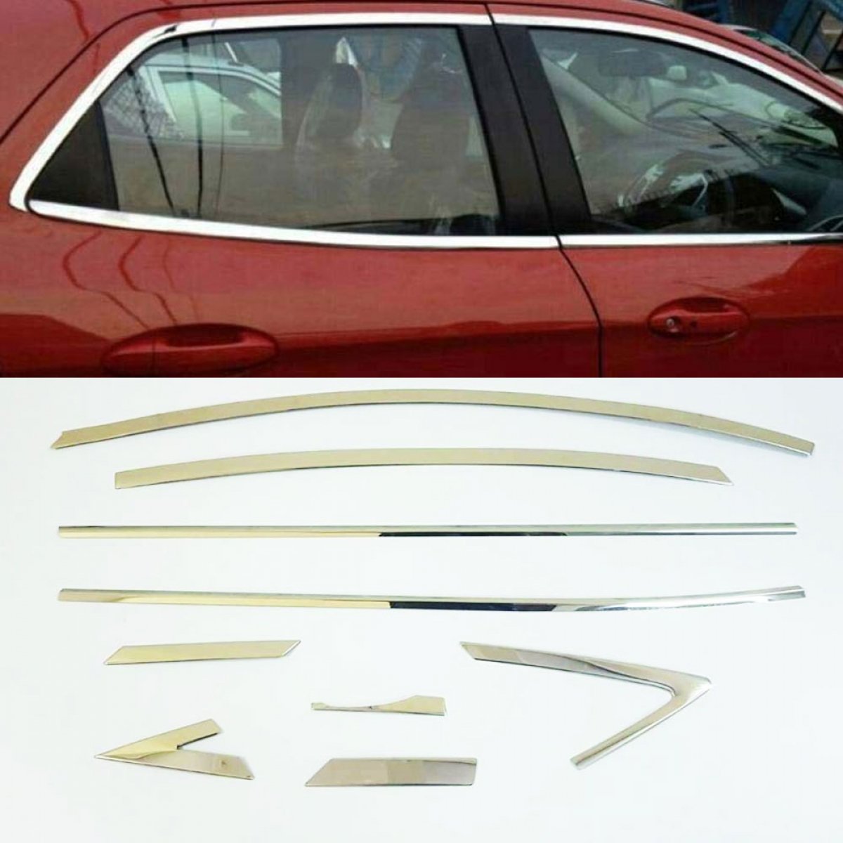 Hyundai verna 2015-2017 full window chrome garnish trims (set of 18pcs. )