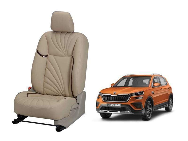 Skoda kushaq dove series 3d custom nappa leather car seat covers