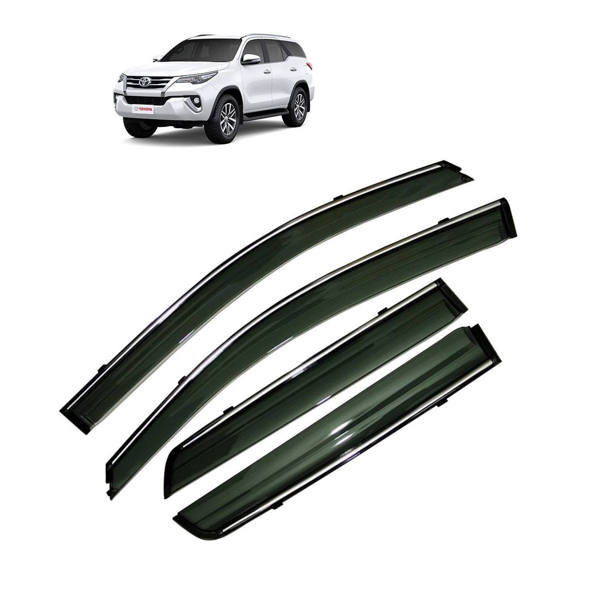 Toyota new fortuner car window door visor with chrome line (set of 4 pcs. )