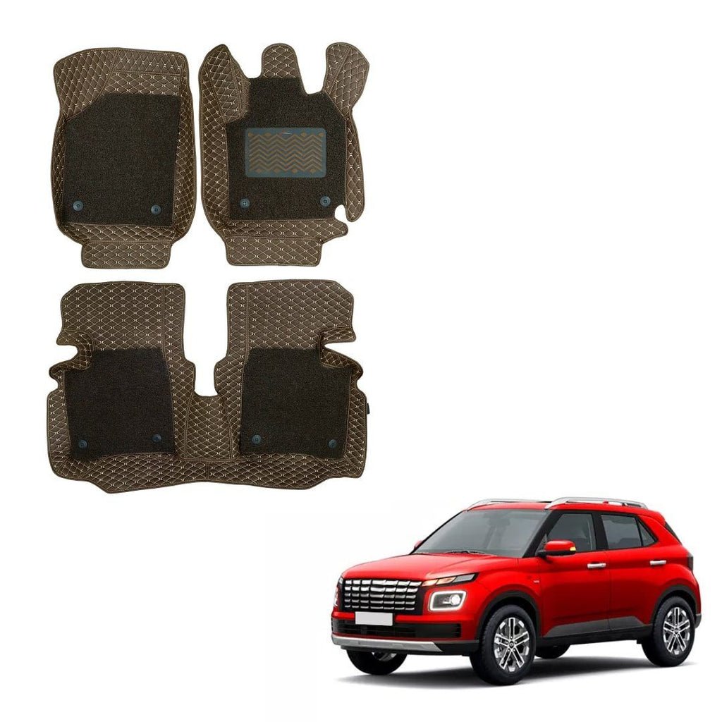 Hyundai venue (2022) luxurious floor mats - brown colour