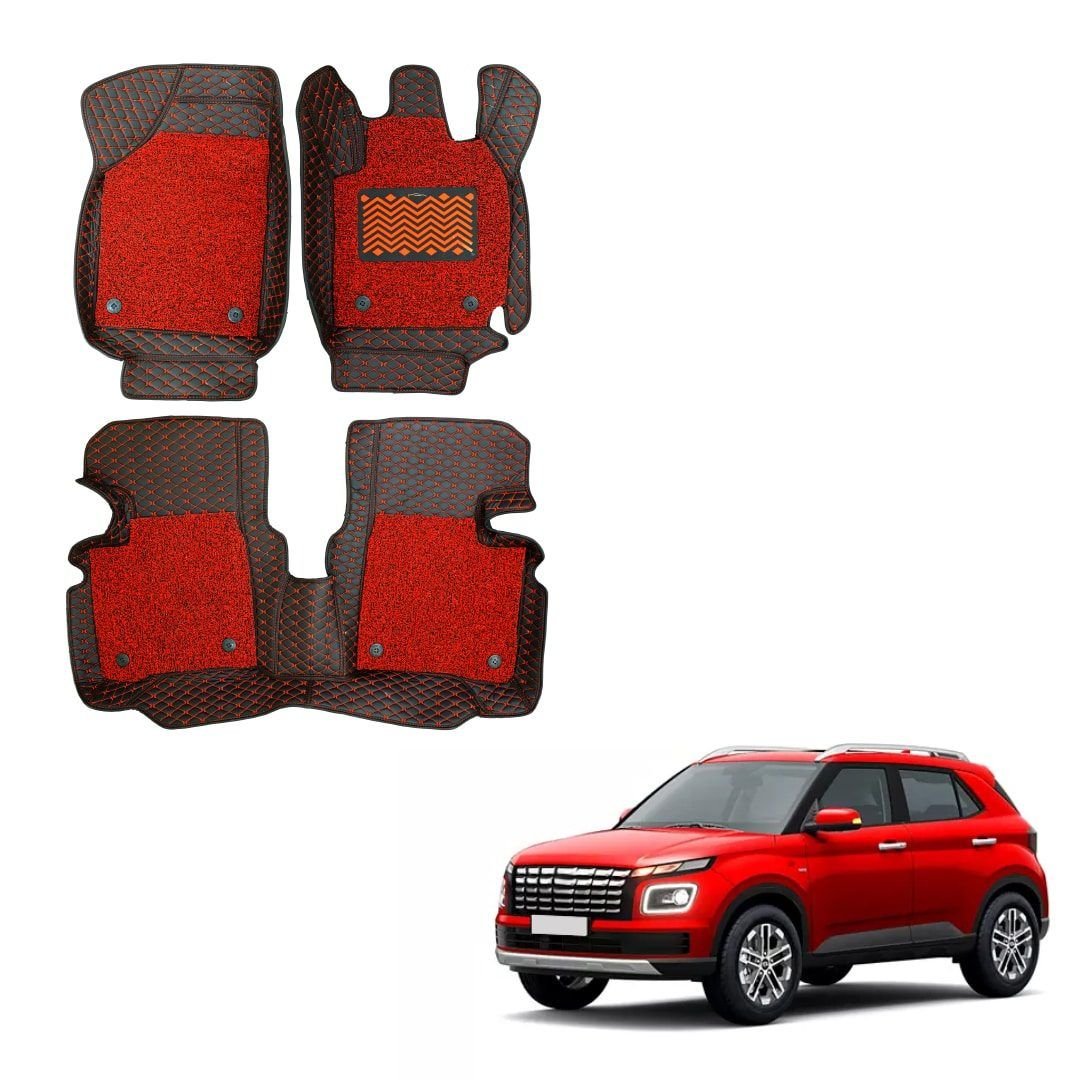 Hyundai venue (2022) superior 7d foot mats - red colour