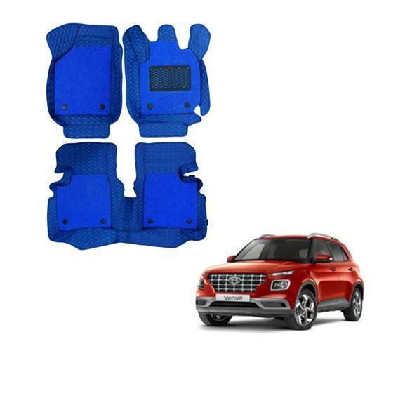Hyundai venue waterproof 7d foot mats - blue colour