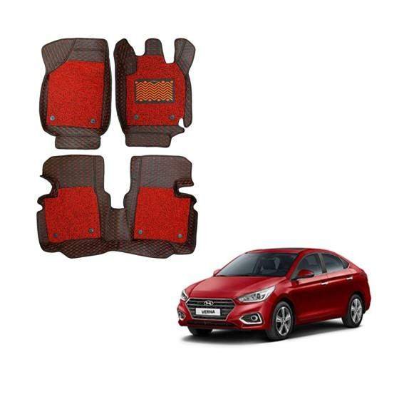 Hyundai verna (2017) attractive floor mats - black/red colour