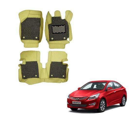 Hyundai verna fluidic luxurious 7d floor mats - beige colour