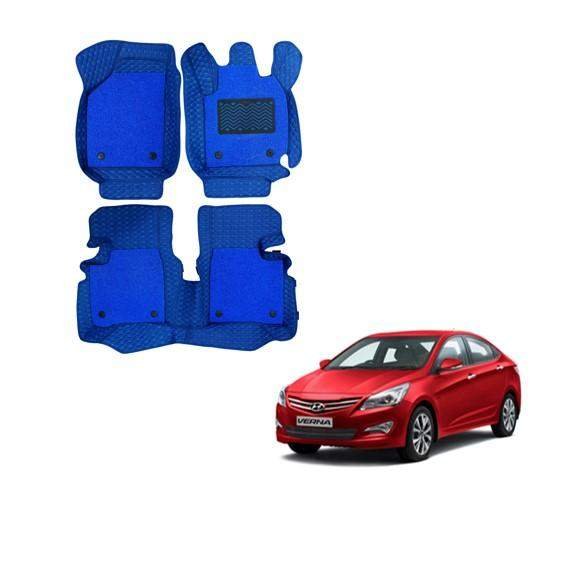 Hyundai verna fluidic luxury 7d foot mats - blue colour