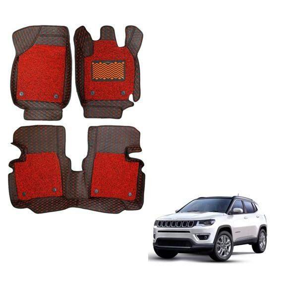 Jeep compass premium floor mats - red colour
