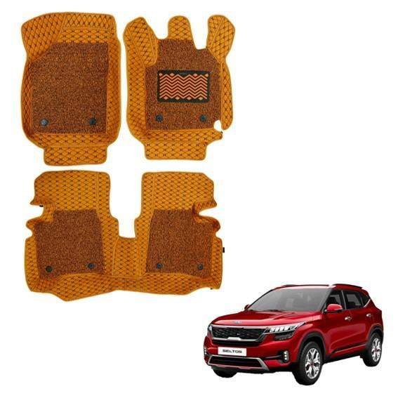 Kia seltos premium floor mats - tan colour