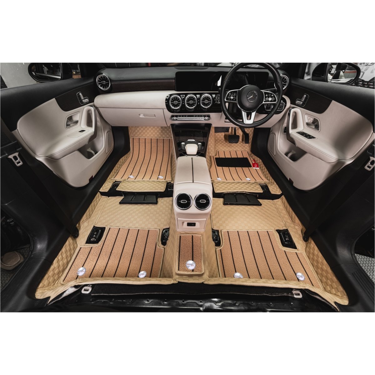 Luxury florino floor mats for audi a3 2014-2022 - beige color