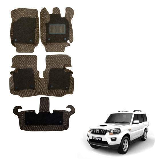 Mahindra scorpio (2014) luxurious 7d mat carpet - brown colour