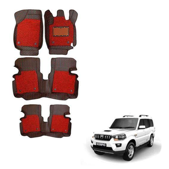 Mahindra scorpio (2014) luxury floor mats - black/red colour