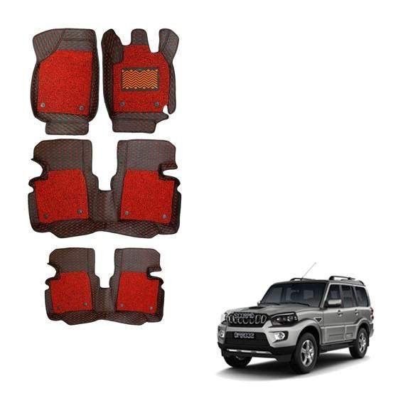 Mahindra scorpio (2017) deluxe floor mats - black/red colour