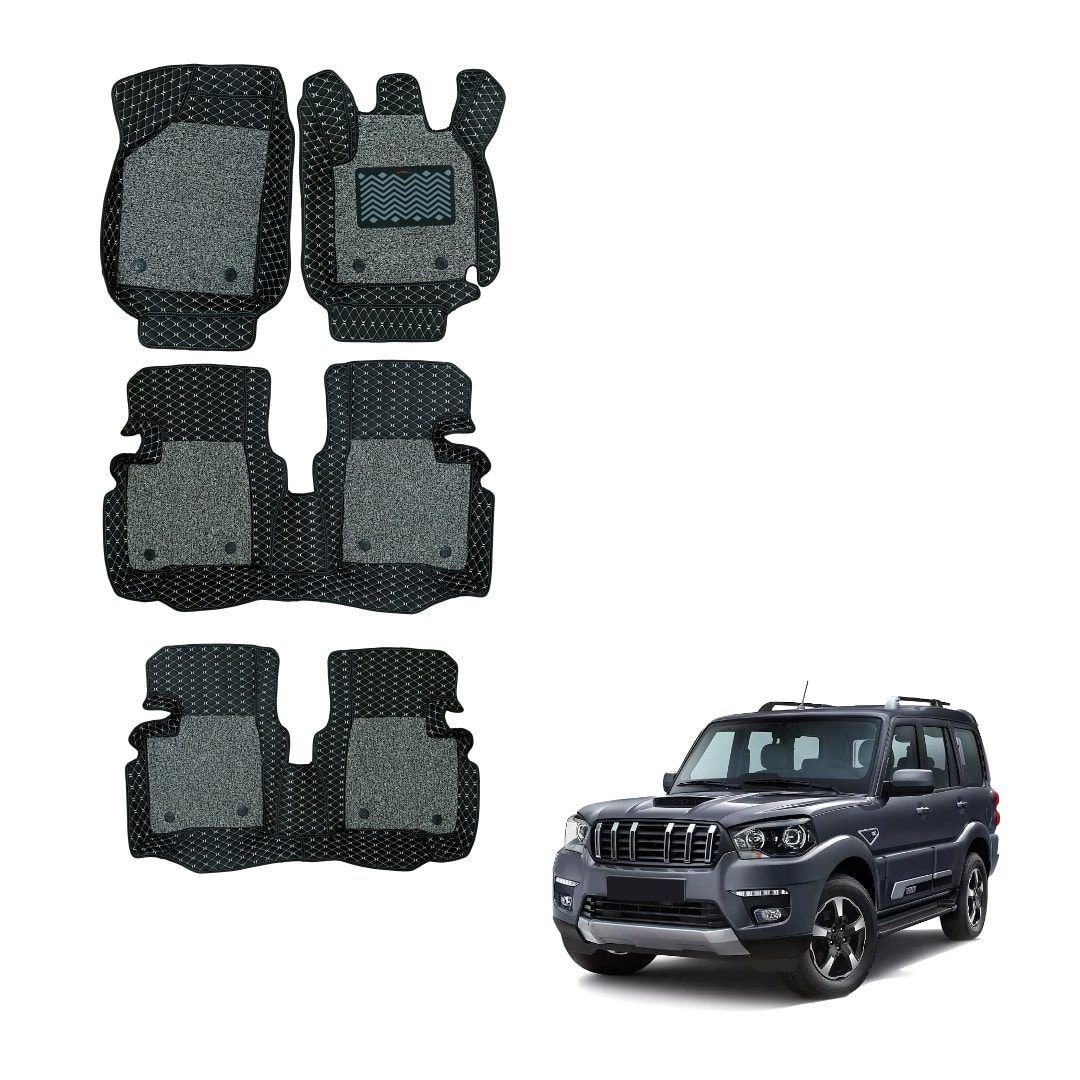Mahindra scorpio classic illustrious floor mats - black/grey colour