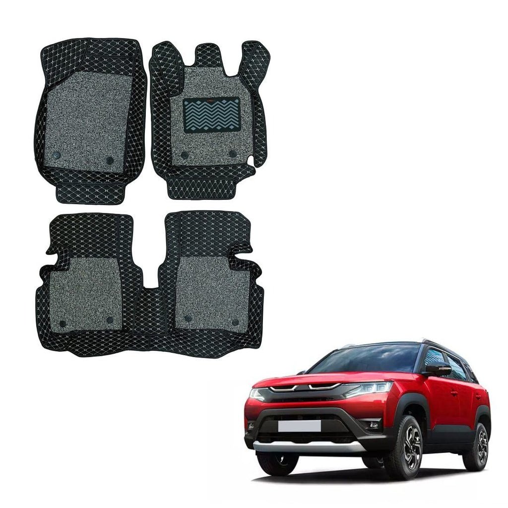 Maruti suzuki brezza (2022) illustrious 7d mat carpet - black/grey colour
