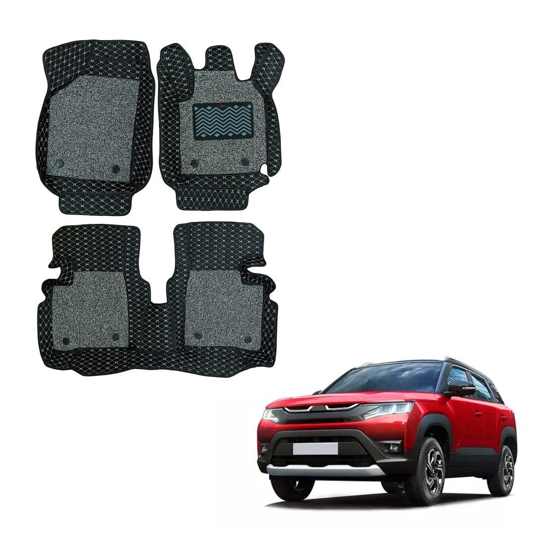 Maruti suzuki brezza (2022) illustrious 7d mat carpet - black/grey colour