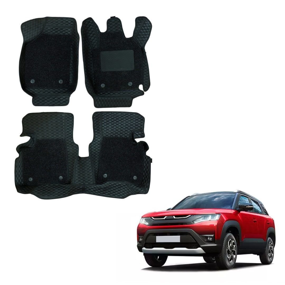 Maruti suzuki brezza (2022) lavish 7d foot mats - black colour