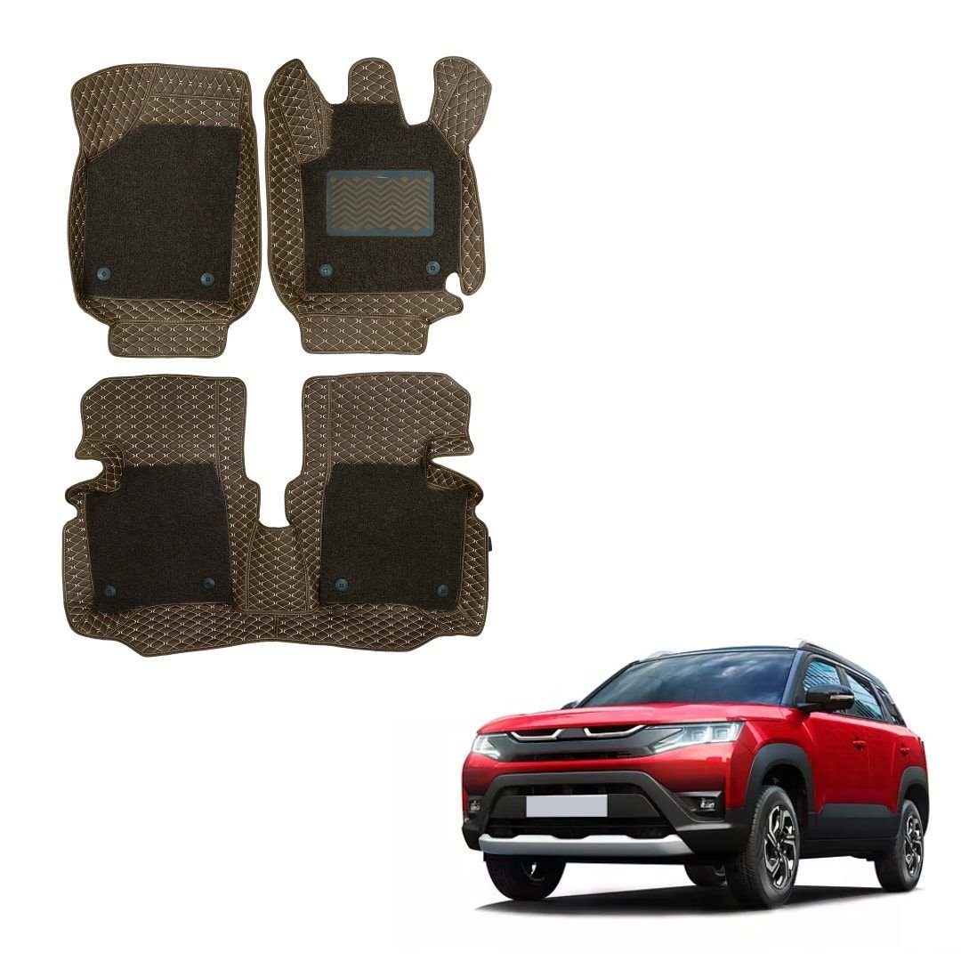 Maruti suzuki brezza (2022) premium 7d mat carpet - brown colour