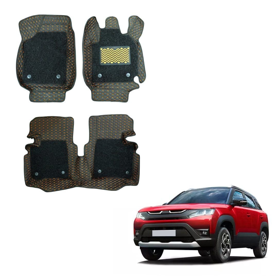 Maruti suzuki brezza (2022) spacious 7d boot mat - black/tan colour