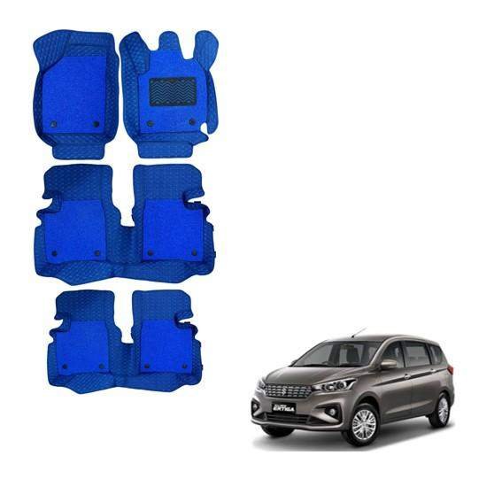 Maruti suzuki ertiga (2018) illustrious 7d foot mats - blue colour