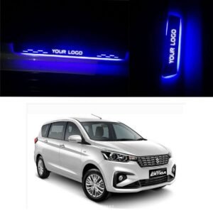 Maruti Suzuki New Ertiga 2018 Door Foot LED Mirror Finish Black Glossy Scuff Sill Plate Guards - 4 Pieces