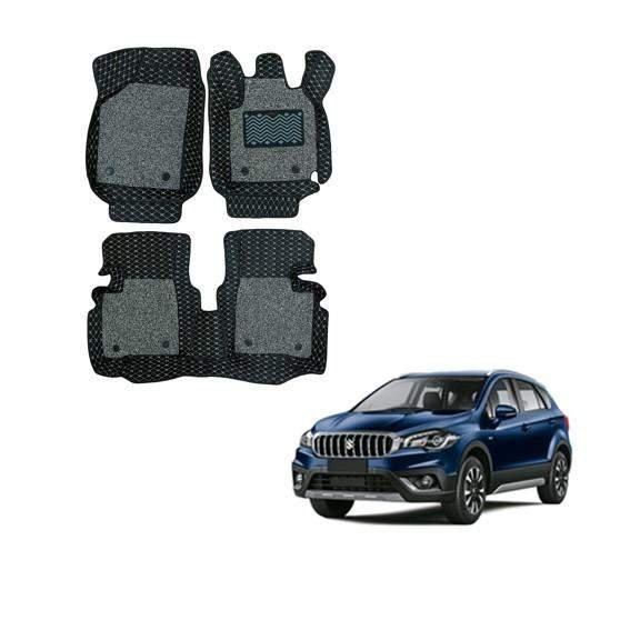 Maruti suzuki s-cross spacious 7d mat carpet - black/grey colour