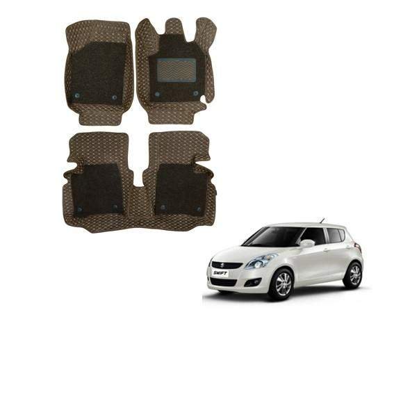 Maruti suzuki swift (2012-2017) spacious floor mats - brown colour