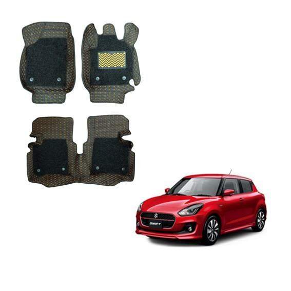 Maruti suzuki swift (2018) stylish 7d mats - silver/tan colour