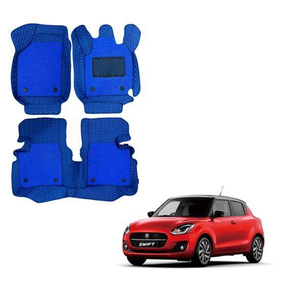 Maruti suzuki swift (2020) illustrious 7d foot mats - blue colour